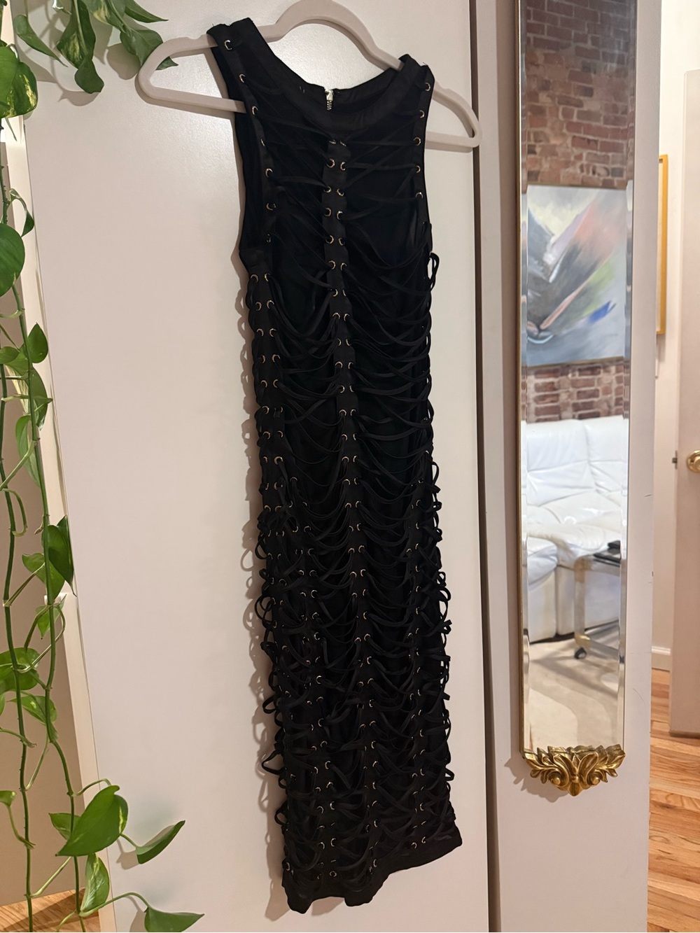 House of CB Black Lace-Up Midi Dress